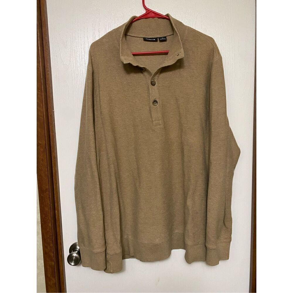 Liz Claiborne Light Brown Half Button Sweater Pullover Size XL